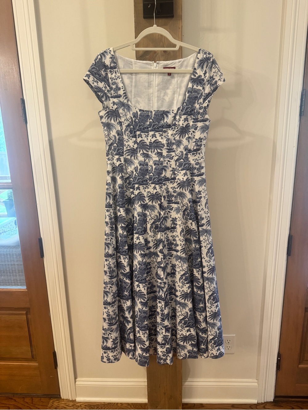 Staud Wells dress. Blue toile. Size 8.
